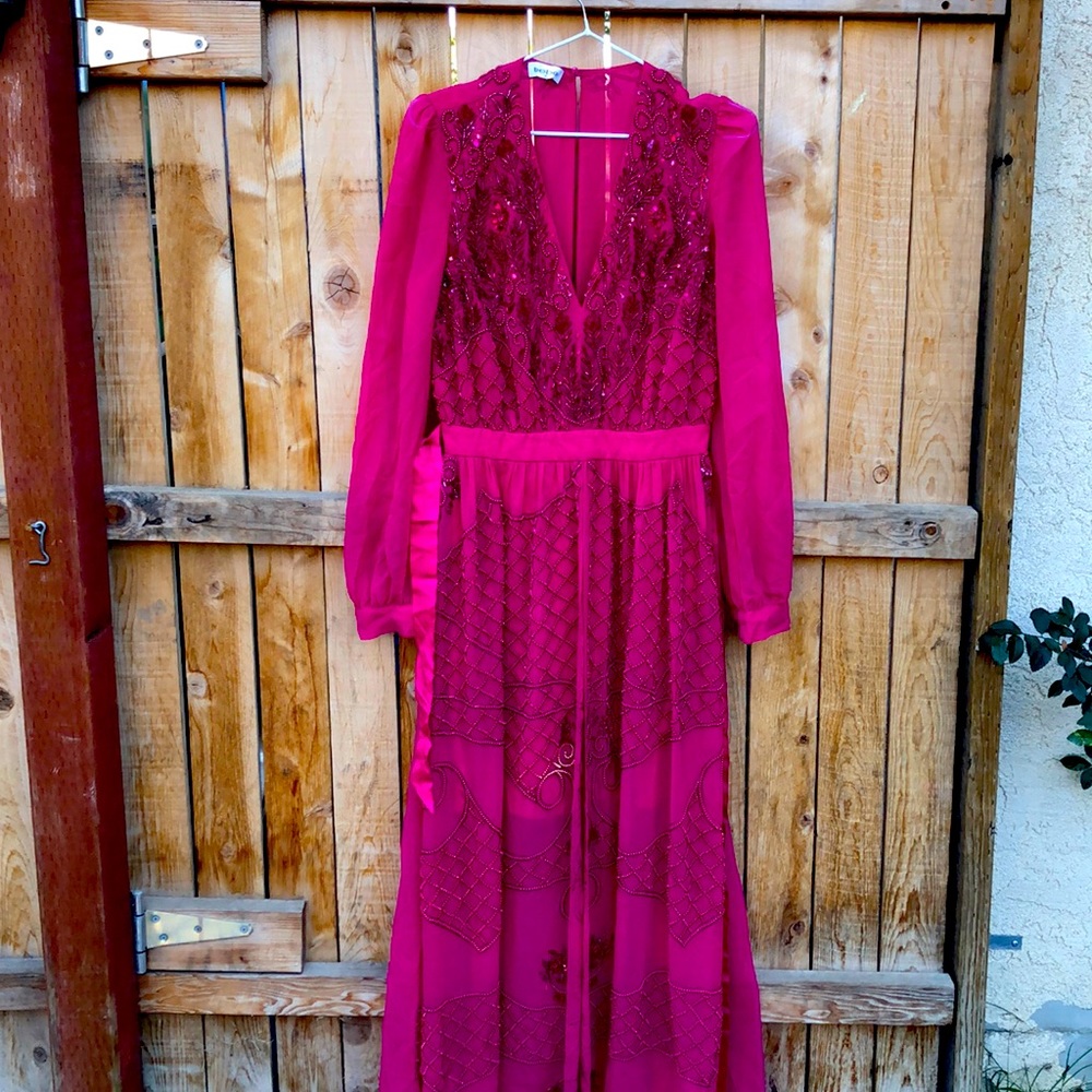 Bebe maxi beaded maxi formal dress